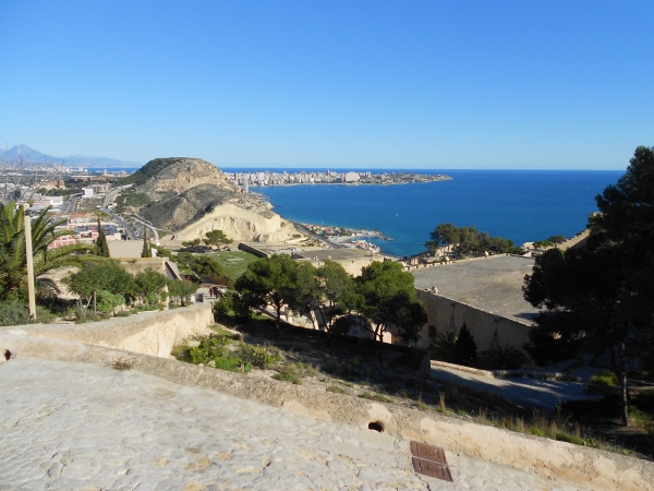 One of the many views from the Castle. Blue skies, blue sea, Sun shining, beach and Benidorm in the background...and it's December!